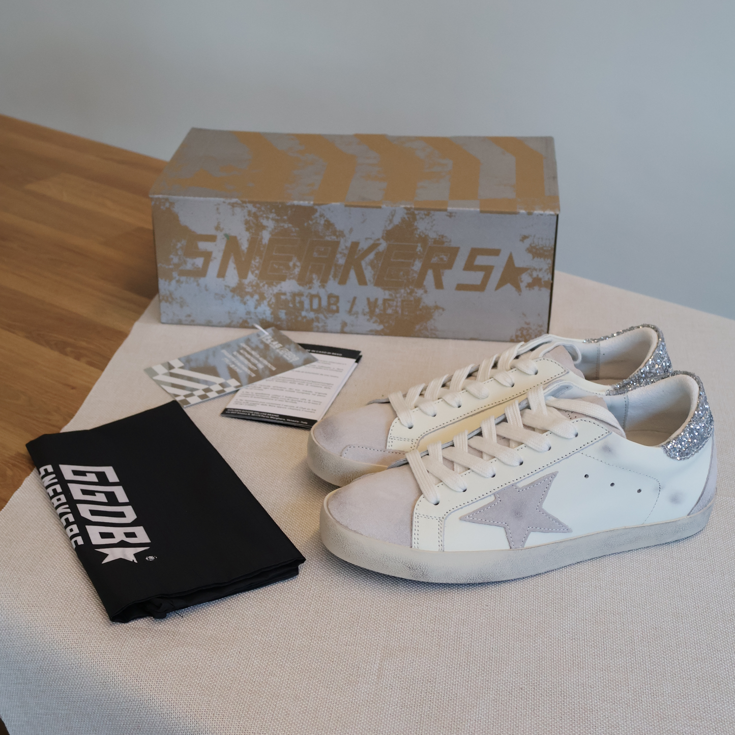 Golden Goose Grey Sparkly x White Men's Sneaker (Whatsapp for Price & Grade)