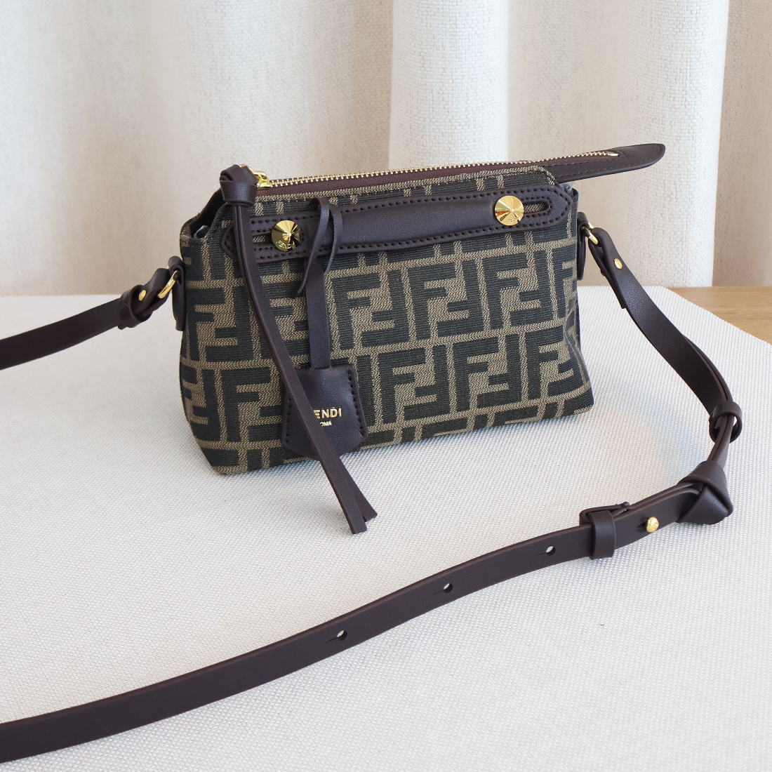 Fendi By The Way Soft Mini Brown FF Jacquard Fabric Mini Bag (Whatsapp for Price & Grade)