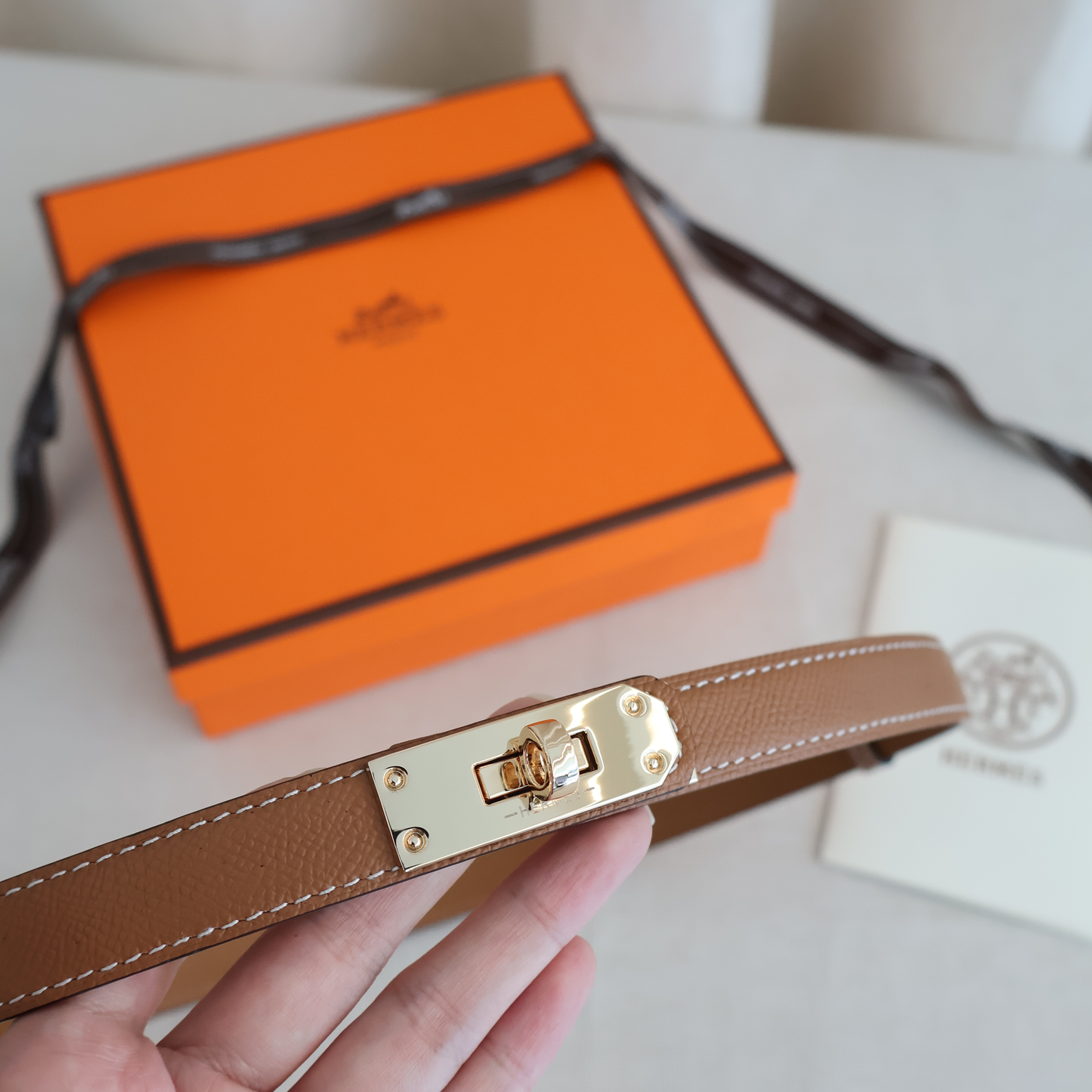 Hermes Kelly Belt Tan x Gold (Whatsapp for Price & Grade)