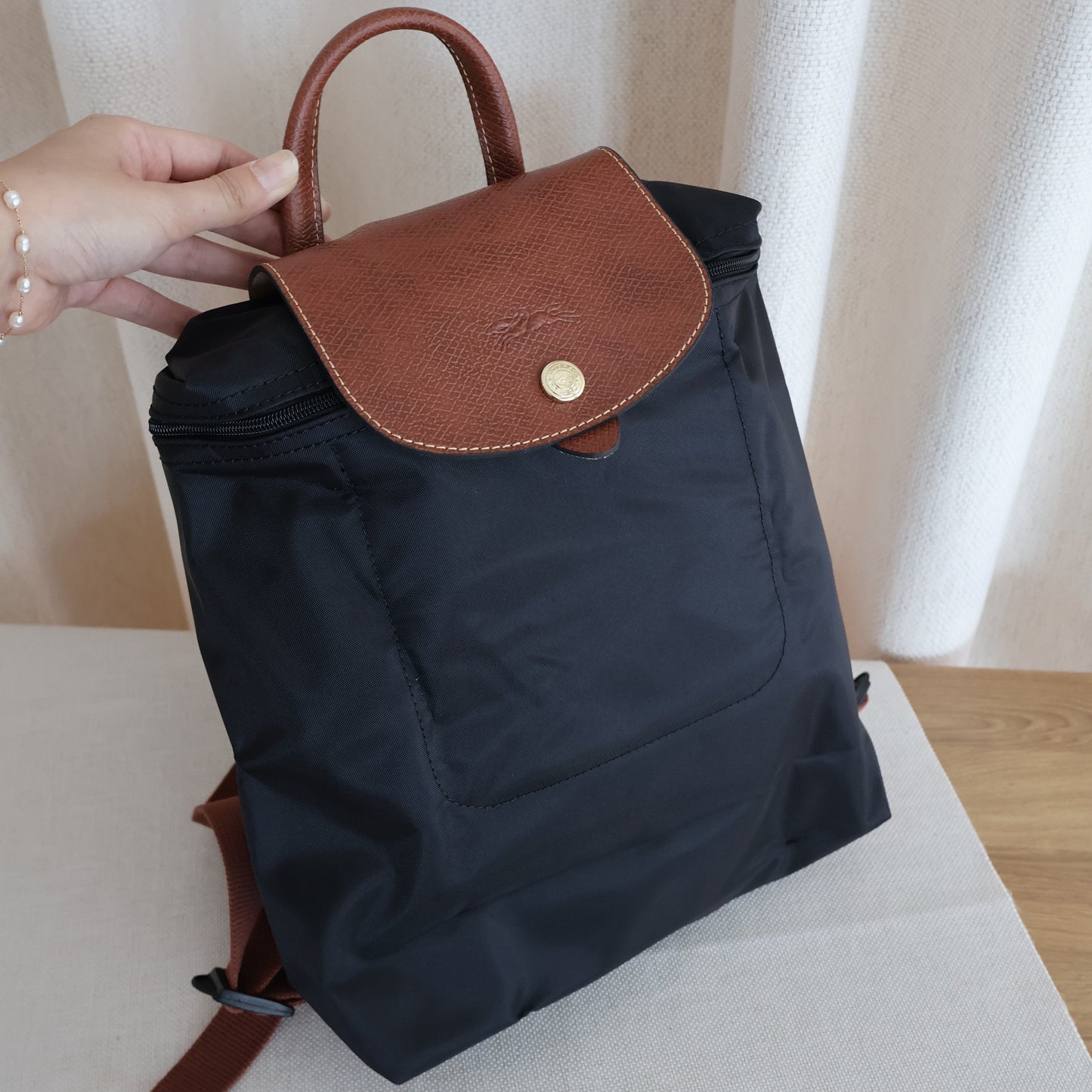 Longchamp Backpack Bag Navy x Brown (Whatsapp for Price & Grade)