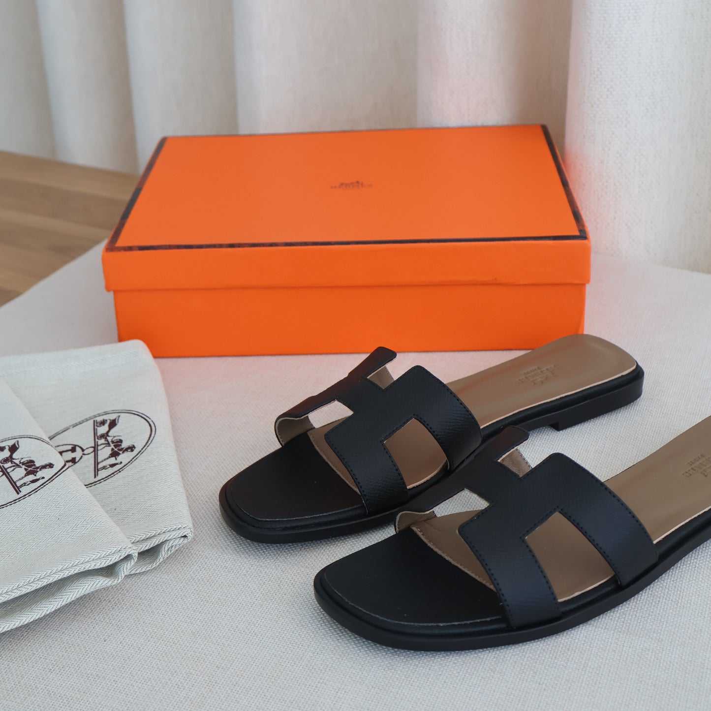 Hermes Oran Slides Sandal Black (Whatsapp for Price & Grade)