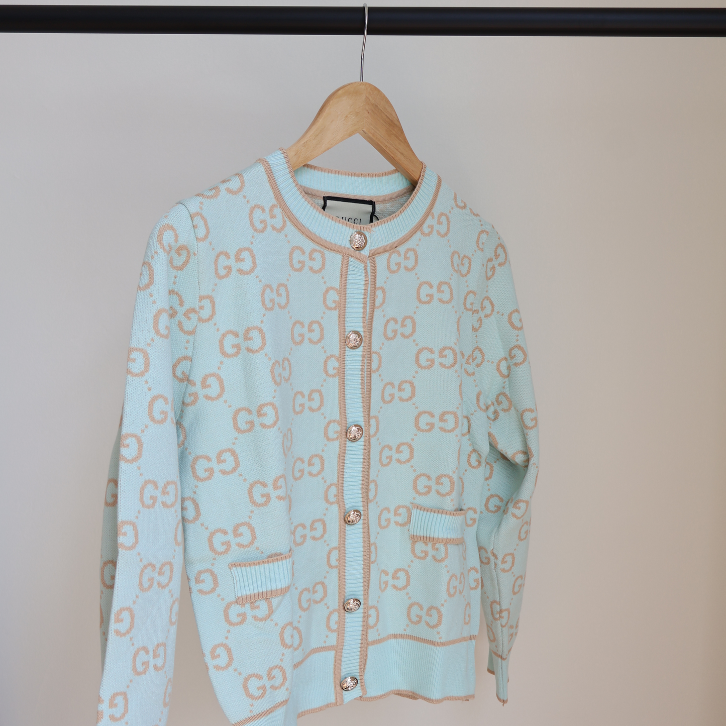 Gucci Cardigan Mint green x Tan (Whatsapp for Price & Grade)