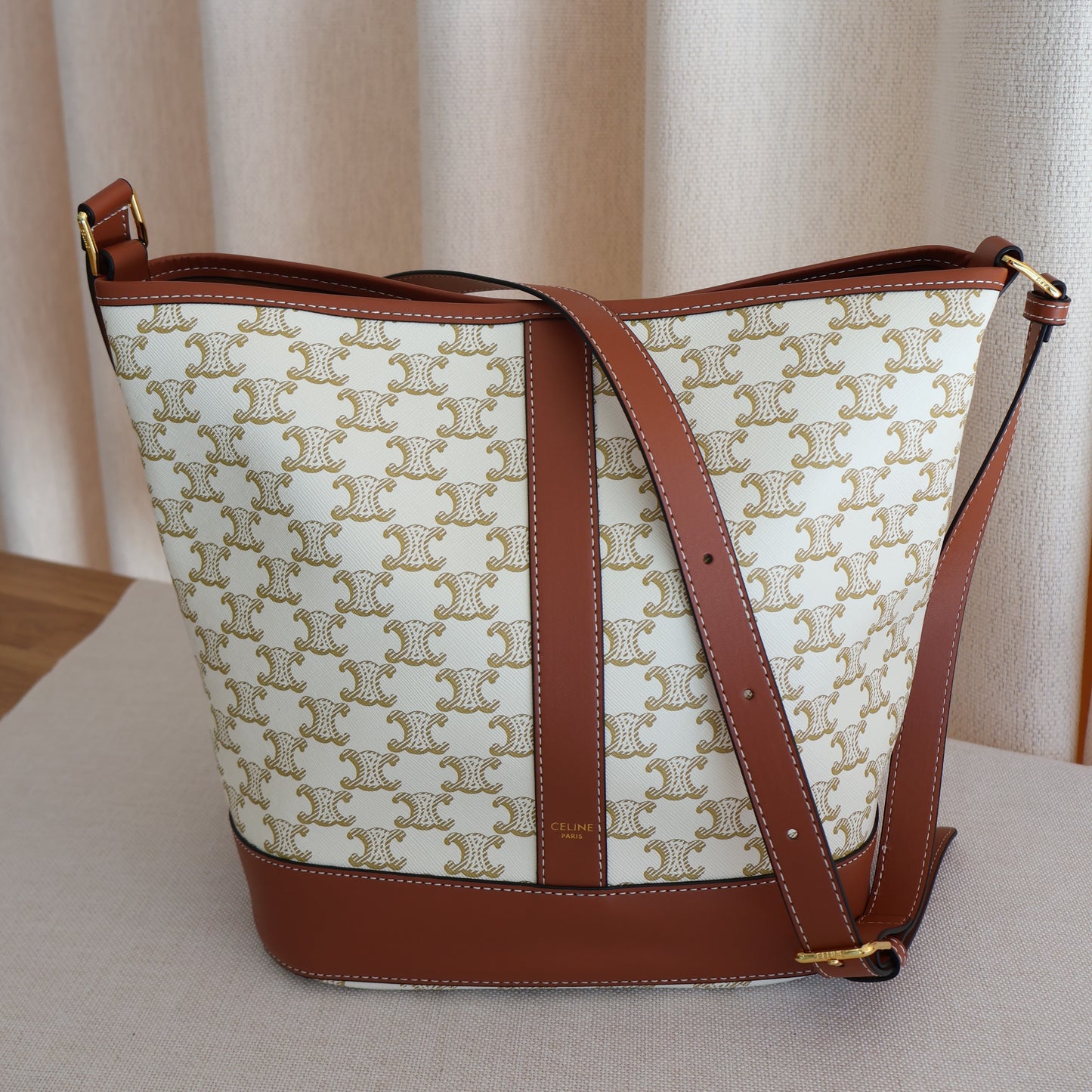 Celine Bucket Triomphe Canvas Ivory (Whatsapp for Price & Grade)